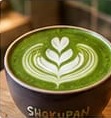 Matcha latte with leaf latte art