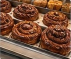 Tray of freshly baked cinnamon rolls